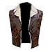 CHICAGO-FASHIONS Cowboy Vest Men - Clint Eastwood Leather Vest Costume - Brown Fur Collar Western Vest