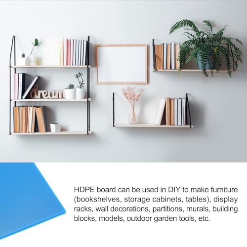 Image of 12 inch x 12 inch x 1 /4 inch HDPE Plastic Sheet, High Density Polyethylene Sheet Cutting Board Blue Solid Block, [for DIY, Home Floor]