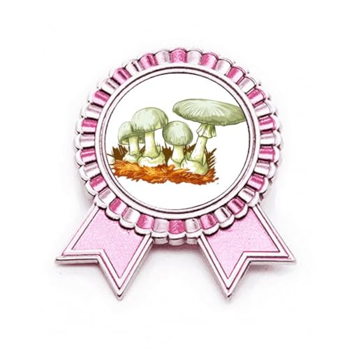 Broche champignon frais en métal taille M pour accessoiriser une veste