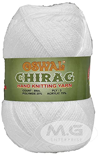 Image of M.G ENTERPRISE Bigboss White (200 gm) Wool Ball Hand Knitting Wool /Art Craft Soft Fingering Crochet Hook Yarn, Needle Knitting Yarn Thread dye Y