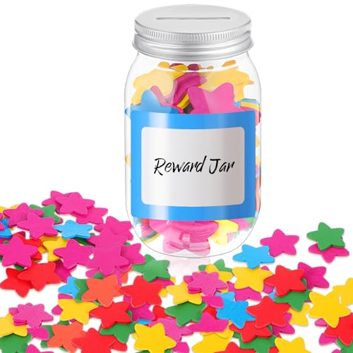 Bokon Persomalized Reward Jar for Kid 200 Wooden Tokens 3 Pcs Coin Jars for Behavior 8 Name Tags Classroom Reward System for Kids Back to School Incentive Good Behavior Training(Colorful,Wood)