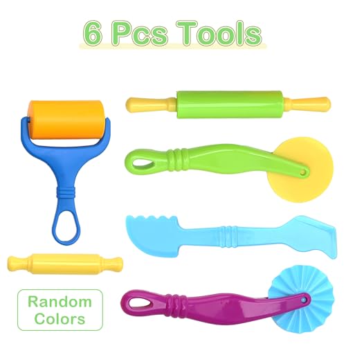 Dough Tools Set for Kids Ages 2-4, 25pc Creative Play Accessories with Molds and Cutters, Non-Toxic Modeling Clay Toys for Toddlers Sensory Activities - Thumbnail 3