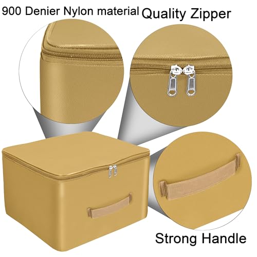 Image of Storite 2 Pack Nylon Wardrobe Bag Underbed Moisture Proof Cloth Storage Organizer, Storage box for Clothes Saree Bags with Zippered Closure & Handle(Mustard 38x35.5x24 cm, Square)