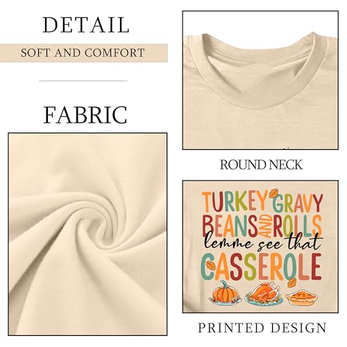 Image of Thanksgiving Shirts Women Turkey Gravy Beans and Rolls Tshirts Funny Turkey Graphic T-Shirt Family Thanksgiving Tops