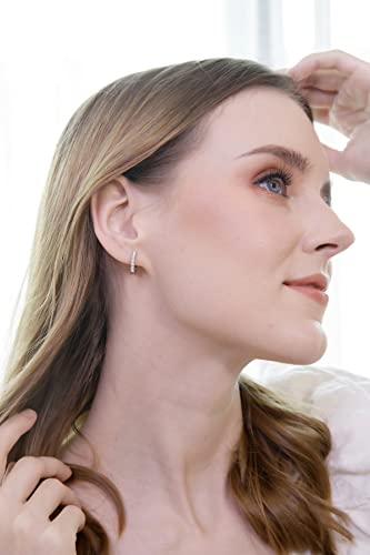 Opal Earrings For Women 15Mm Synthetic Gemstone Oval Huggies Sterling Silver Hoops White Earring For Girls Teens Bridesmaids Fashion Trendy #TOP2