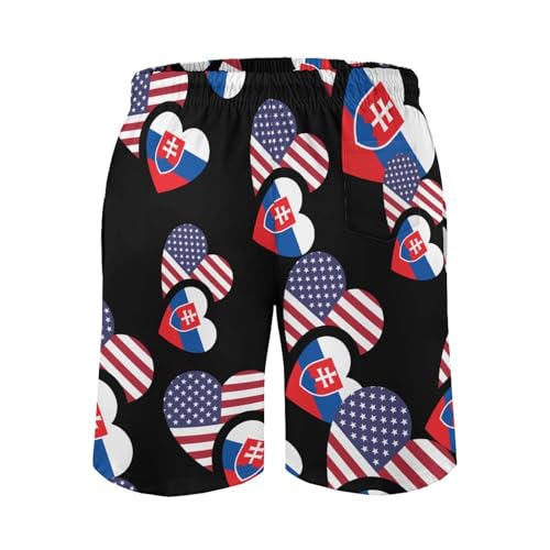 Slovakia US Flag Mens Swim Trunks with Mesh Liner Quick Dry Beach Shorts Funny Swimwear with Pockets3