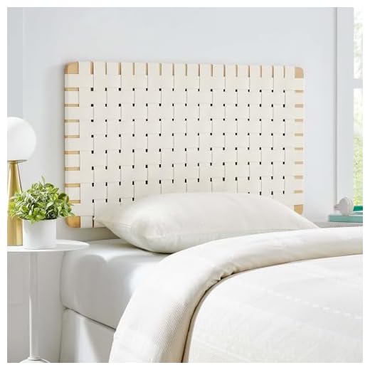 Modway Sparta Vegan Leather Weave Twin Headboard in Natural Beige, Faux Leather Twin Headboard Only with Wall Mount Design for Children's Bedroom, College Dorm, or Guest Room
