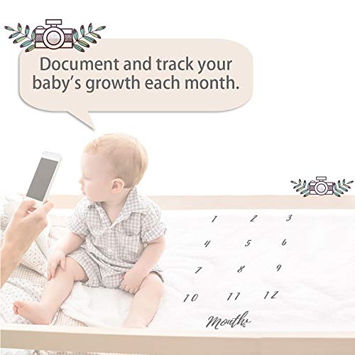 Anself Bebê Mensal Milestone Cobertor Para A Menina Menino Floral Cervos Chifre Quadro Recém-nascido