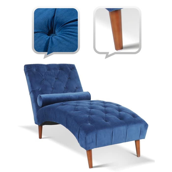 Image of Lazy Couch Blue Button Tuffted Color Sofa /Recliner Chaise Longue /Fabric recliners /for Bedroom /Living Room