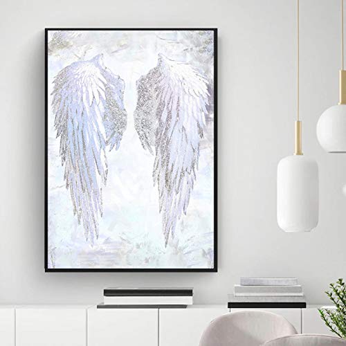 Impression sur toile de qualité abstrait ailes blanches triptyque - 3