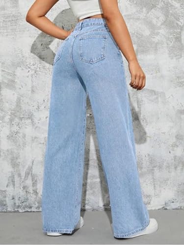 Image of Glossia Denim Baggy Jeans for Women | Stretchable High Waist Straight Fit Jeans for Women | High Rise Stretch Denim | Loose Fit Plus Size Denim (Sizes - 24 to 44) WJ81-1205-$