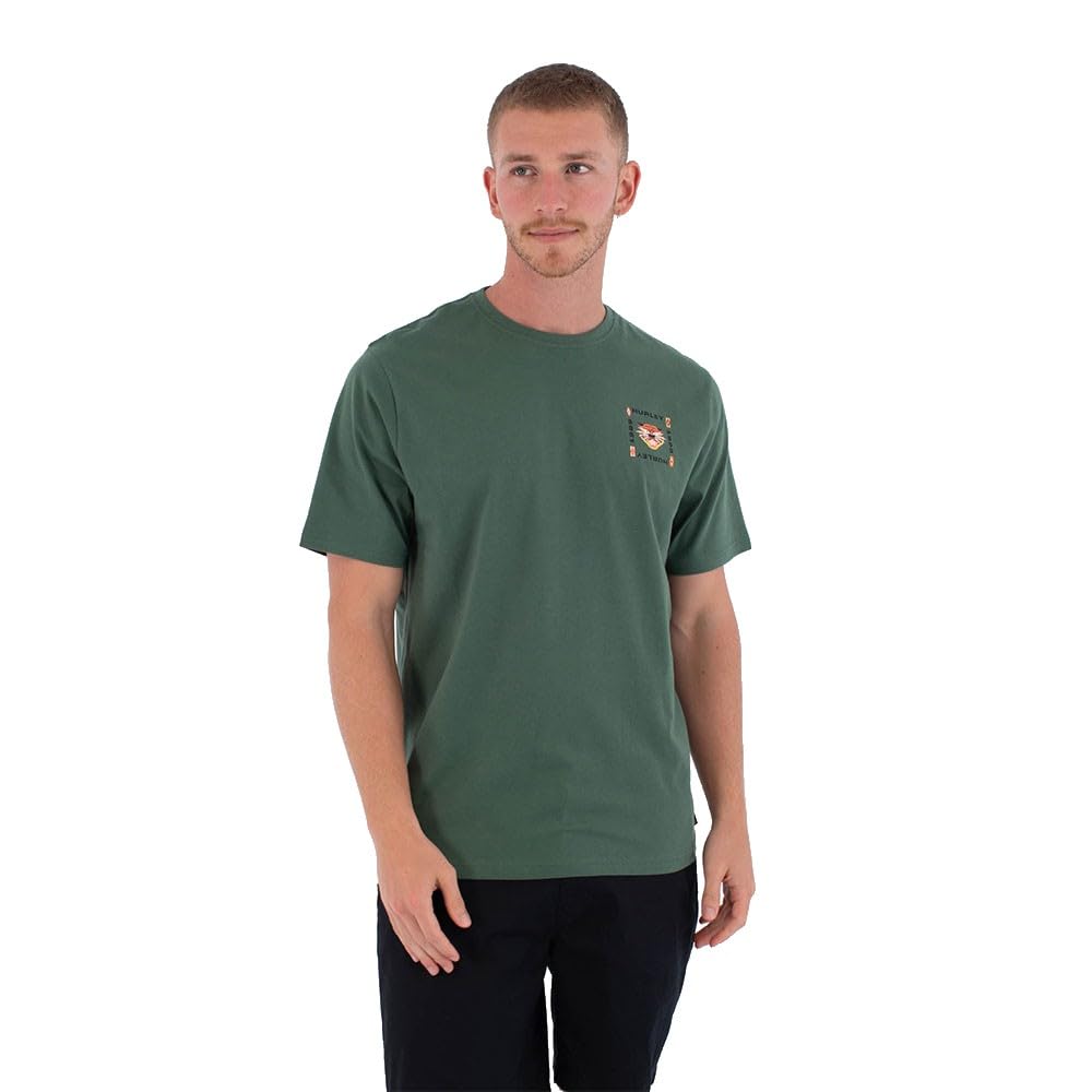 Hurley Mens Short Sleeve Printing Press Bolud T-Shirt, Green, M EU