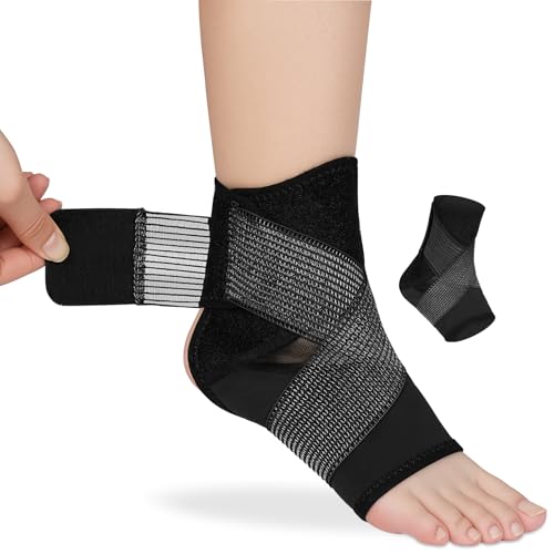 Beugo Tobillera para Esguince, Tobillera Deportiva, Manga de Compresión Ajustable, Deportes Transpirable Compression, Soporte Elástico de Tobillo para Ambos Pies Facilita la Recuperación Lesiones, S