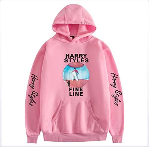 Pullover with Drawstrings and Front Pocket Ha-rry Styles Hoodie Print Design for Men Ladies, Black,XS