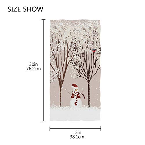 Winter Snowman Bird Tree Snow Hand Towels 16X30 In Bathroom Towel, Christmas X-Mas Small Bath Towel For Hand,Face,Gym And Spa Bathroom Decor Gifts #TOP2