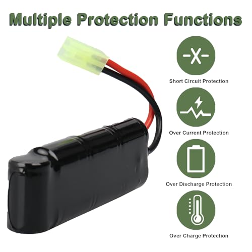 MXJFYY 2PCS 8.4V 7S 2/3A 1600mAh NiMH Rechargeable Airsoft Battery, Flat Battery Pack for Airsoft Guns MP5, SCAR, M249, M240B, M60, RPK, PKM, G36 - Image 5