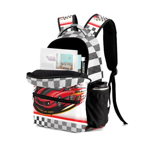 Speeding Race Car Personalized School Backpack Kids Students Schoolbag for Boys Girls Primary Daypack Bookbag Bag Customize Back Pack, Design 2, CBR10704