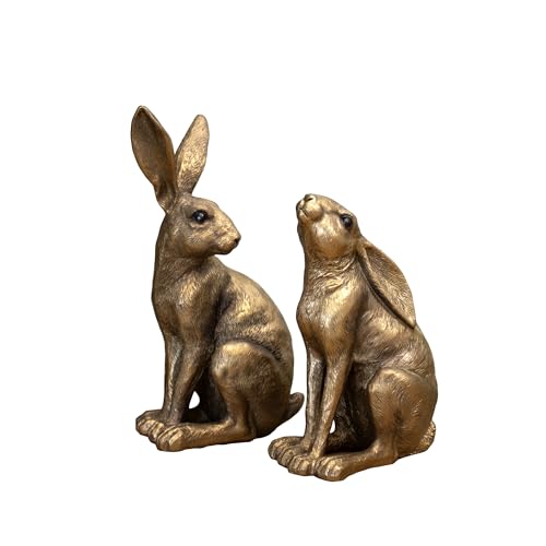 Darthome Set Of 2 Bronze Hare Ornaments Figurines Statues Sculptures Home Decor Figures