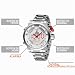 Imagen de Alienwork DualTime Reloj Analógico-LED Hombre Mujer Plateado Pulsera de Metal Acero Calendario Fecha-Mes-año Blanco Multi-función Múltiples Zonas Horarias