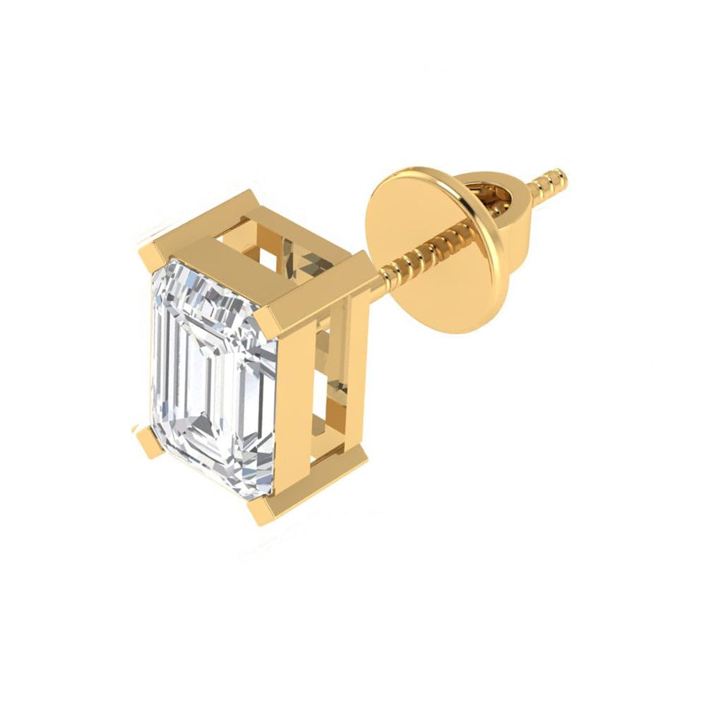 diamtrendz Single Stud For Men & Boys | Gold Plated Pure 925 Sterling Silver Earring | 7mm X 5mm Rectangle Shaped Gemstone Single Screwback Stud | Gift for Men & Boys | Model ERSMY00938-picture-41