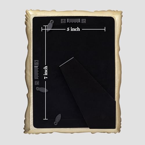 Image of eletecpro 5x7 Vintage Picture Frame with Real Glass Cover, Ornate Antique Photo Frame, Display 5x7 Picture for Tabletop or Wall Hanging Horizontal & Vertical, Gold Home Decor for Gallery Art