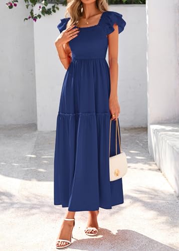Image of KIRUNDO Smocked Summer Midi Dresses for Women 2026