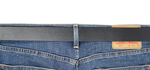 Bc Belts Leather Belt Strap With Smooth Grain Finish 1.5" Wide With Snaps (Black-L) #TOP4