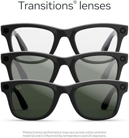 Ray-Ban Meta (Gen 2); Wayfarer; Shiny Black | Smart AI Glasses for Men; Women — 2X Battery Life — 3K Ultra HD Resolution and 12 MP Wide Camera; Audio; Video — Transitions® Graphite Green Lenses - 4