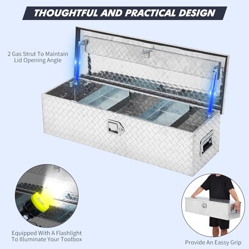 Gaomon TRUCK TOOLBOX 39*13*13'' Aluminum Diamond Plate Tool Box 13X13X39 Inch, Heavy Duty Truck Toolbox thumb #3