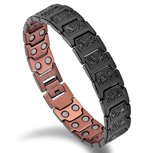 Auinz Pure Copper Magnetic Bracelet - Magnetic Copper Bracelets for Men - Adjustable Length with Sizing Tool
