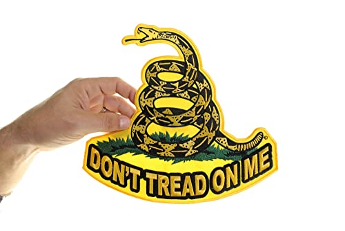 Large Back Patch, Embroidered Patch (Iron-On Or Sew-On), Don't Tread On Me Coiled Snake Gadsden Flag Large Back Patch, 10" X 10" #TOP1