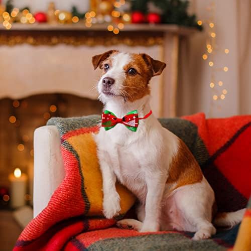 5PCS Christmas Bow Tie Adjustable Pet Cat Dog Collar Xmas Small Pet Bow Tie Neckties for Cats and Small Dog