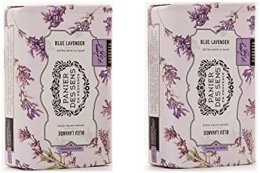 Panier des Sens Lavender Shea butter natural bar soap, bath & body soap bars - Made in France 95% natural - 2 bars, 7oz/200g each