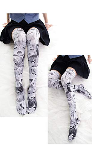 Image of SINROYEE Sexy Cosplay Knee High Stockings Anime Cartoon Printing Thigh High Socks for Women Cute Lolita JK