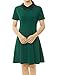 Allegra K Robe évasée à Manches Courtes avec col de poupée contrasté Costume Vert XS