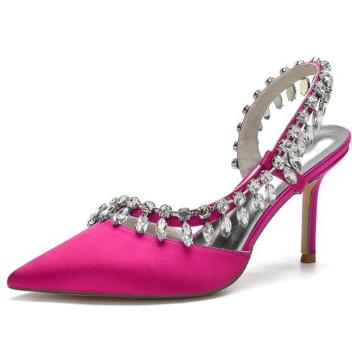 Escarpins sexy bout fermé brides strass FGRID rose 36