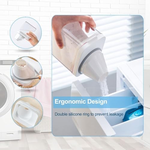 EssQuintorial Laundry Detergent Dispenser-2 Pack,Washing Powder Storage Containe with Measuring Cup, Laundry Storage Containers ,Multi-Purpose Storage Jar for Laundry Room & kitchen (3500ml+1500ml) - Image 4