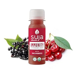 Suja Organic Immunity Elderberry Shot (30 Pack) with Turmeric and Ginger | Immunity Boost & Support | Functional Shots | Cold-Pressed Juice with Live Probiotics | Plant-Based & Gluten-Free