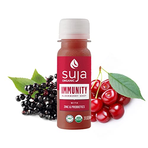 Suja Organic Immunity Elderberry Shot with Turmeric and Ginger | Immunity Boost & Support | Functional Shots | Cold-Pressed Juice with Live Probiotics | Plant-Based & Gluten-Free (20 Pack)