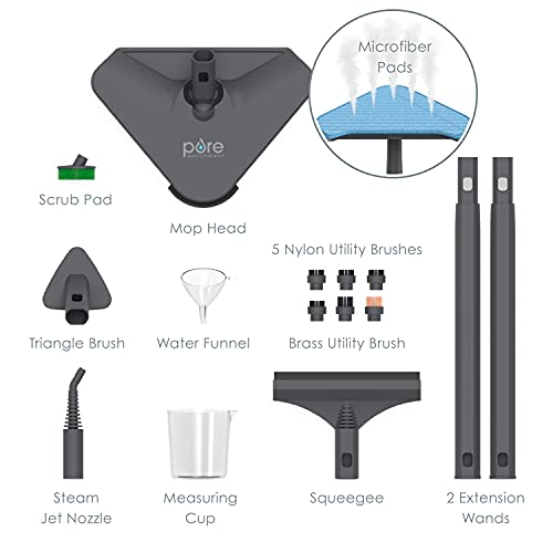 Pure Enrichment Pureclean Steam Cleaner - 1500-Watt Multi-Purpose Household System For Deep Cleaning Floors, Windows, Bbq Grills, Grout, Cars And More, Includes 18 Accessories #TOP4