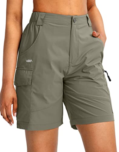 Viodia Women's 7" Hiking Cargo Shorts With Pockets Quick Dry Lightweight Shorts For Women Golf Casual Summer Shorts Slate Green #TOP1