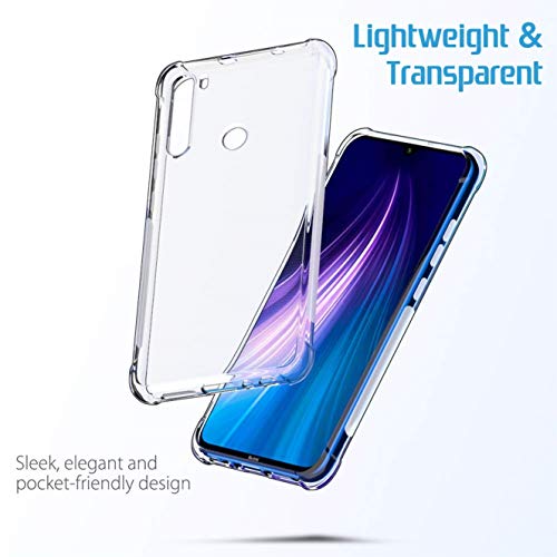 Image of WOW IMAGINE Redmi Note 8 Shockproof Back Cover Case | Flexible Protective Cushioned Edges Crystal Clear TPU Bumper Corners Back Case Cover for Xiaomi Redmi Note 8 - Transparent