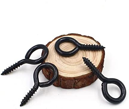 20Pcs Eye Net Screws Vine Eye Bolts M4 Screw in Eye Stainless Steel Black Self Tapping Ring Screw Nails Heavy Duty Large Eyelet Bolt Wall Hooks for DIY Cork Crafts Hanging Wooden Frames Ornament