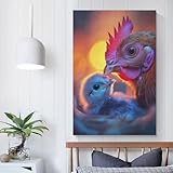 Occasion applicable: Cette peinture murale Hen And Chicklet convient non seulement pour accrocher dans le salon, la chambre à coucher, la ferme, la salle de bains, le Bureau, l'étude, la cuisine et d'autres endroits, mais aussi comme un bon cadeau pour vos amis et votre famille.
