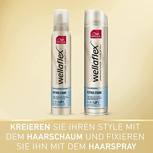 Foto von Wellaflex Haarspray Extra Stark – Styling Spray für 48h flexiblen Halt ohne Verkleben – mit UV-Schutz und Hair Taming Complex mit Macadamia-Öl – 250 ml