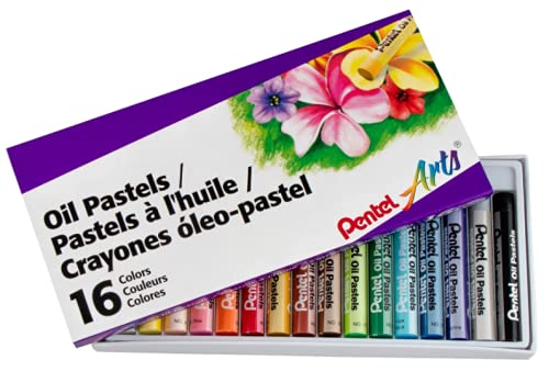 Pentel Arts Oil Pastels, Set of 16 Colors, 1 Dozen (12 Packs), Bulk Pack (PHN-16AM)