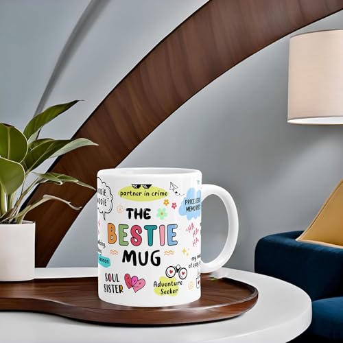 Image of The Bestie Coffee Mug with Keychain | for Girl Bestfriend | Gift for Friends Sister | Friends Mug | Friendship Day Gifts for Girl Women | Birthday Gift 330ML Pack of 1