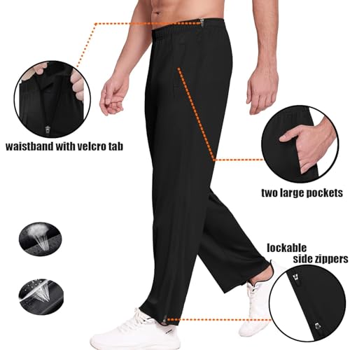 PINSPARK Jogginghose Herren Reha Hose Lange Atmungsaktiv Sporthose Yogahose mit Tachen Trainingshose Outdoor Funktionshose Alles schwarz M