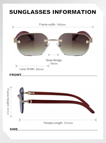 Image of Rimless Sunglasses for Men&Women with Narrow Face Fashion Frameless Shades(3050)