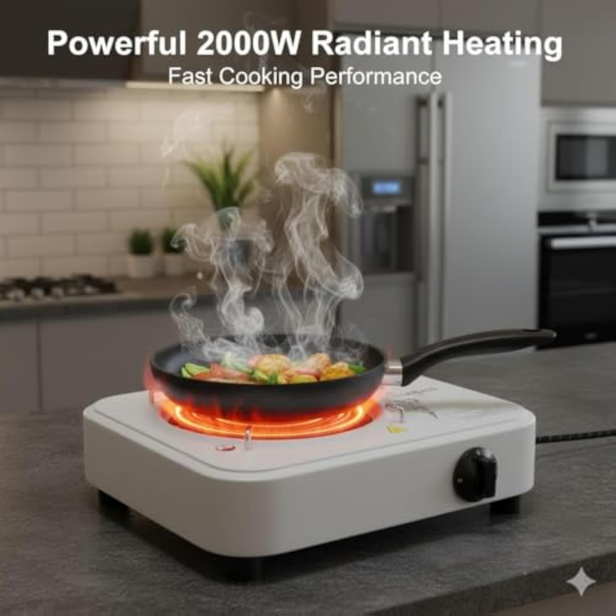 2000W Radiant Electric Cooktop with Jog Dial Control